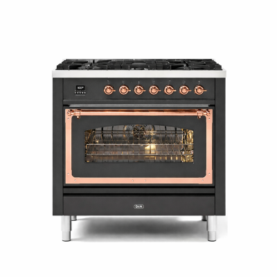 Ilve p09n-mg cucina da appoggio gas con 90 cm grafite con cornice