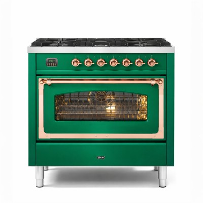 Ilve P09N-EG 90 cm smaragdgrünes Gaskochfeld mit Rahmen