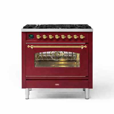 Plaque de cuisson à gaz Ilve p09n-bu 90 cm, rouge bordeaux