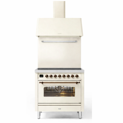 Ilve p09n-aw induction countertop cooker + 90cm hood, antique white