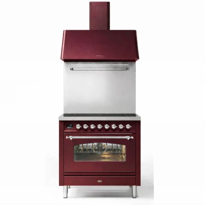 Plaque de cuisson à induction Ilve p09n-bu + hotte de 90 cm, rouge bordeaux