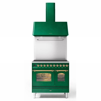 Ilve pd09n-eg induction cooker + 90 cm emerald green hood