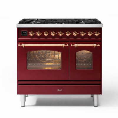 Ilve pd096ne3-bu 90cm gas hob, burgundy red