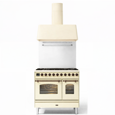Ilve pd096ne3-aw kuchenka gazowa z okapem 90cm, antyczna biel