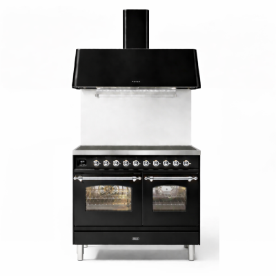 Ilve pd106ne3-bk kuchenka indukcyjna z okapem 100 cm, połyskliwa czerń