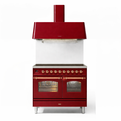 Ilve pd106ne3-bu induction cooker with 100 cm hood, burgundy red