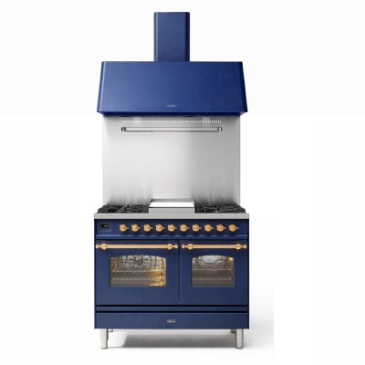 Ilve pd10fne3-mb kuchenka gazowa blatowa + okap niebieski 100 cm
