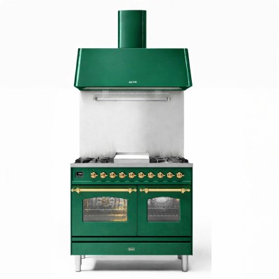 Ilve pd10fne3-eg wolnostojąca kuchenka gazowa + okap 100 cm emerald green