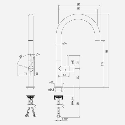 Alpes inox alp45 single-lever kitchen mixer tap