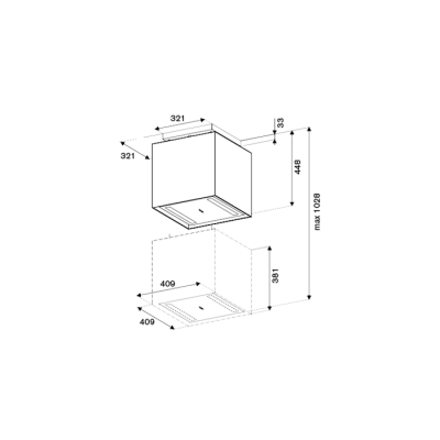 Bertazzoni kud40pro1xa campana isla arriba y abajo 40 cm negro mate