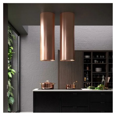 Hotte îlot cylindrique Falmec Polar Evo design en cuivre 35 cm