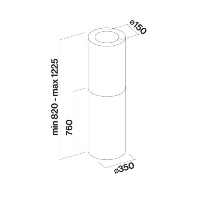 Colchón cilíndrico tipo isla Falmec Polar evo de diseño negro, 35 cm, acero negro