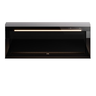 Campana extractora Falmec Invisible Leve de cristal negro con panel personalizable.