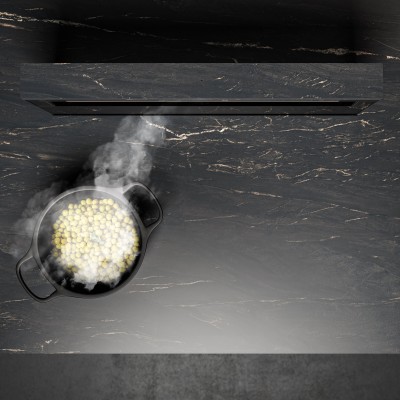Hotte aspirante Falmec Invisible Leve en verre noir - panneau personnalisable