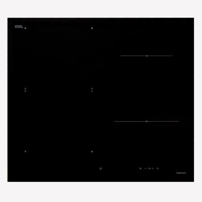 Placa de inducción Falmec de 58 cm con vitrocerámica negra brillante.