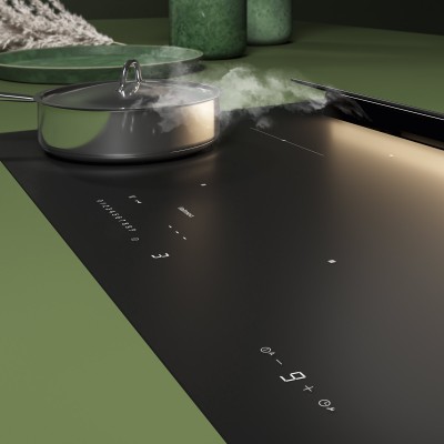 Plaque à induction Falmec Brera avec hotte intégrée 75 cm noir mat