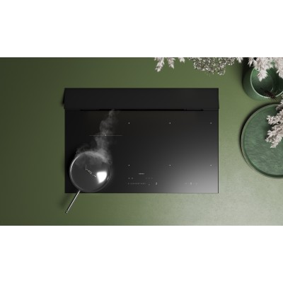 Placa de inducción Falmec Brera con campana extractora integrada de 75 cm, color negro mate.