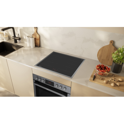 Neff M66SBX1L0 N50 60 cm Induktionskochfeld, schwarz mit Edelstahlrahmen