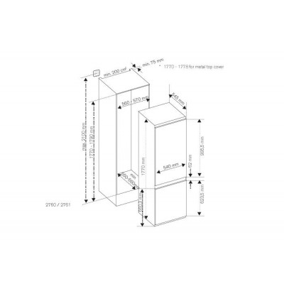 Bertazzoni ref603bbnpvc/20 built-in freezer fridge 60 cm h 177