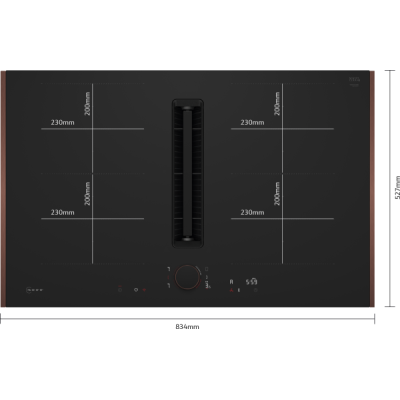 Placa de inducción Neff v68yyx4b0 N90 con campana extractora integrada de 80 cm, color negro mate NC