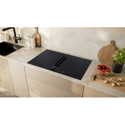 Plaque à induction Neff v68pyx4b0 N90 avec hotte intégrée, 80 cm, noir mat, encastrée NC