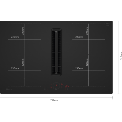 Neff v68phl4b0 N70 induction hob with extractor hood 80 cm matt black flush-mounted NC