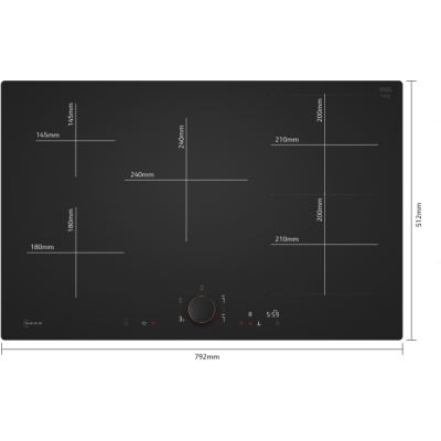 Neff t68pyv4b0 N90 80cm matt black flush-mounted induction hob NC