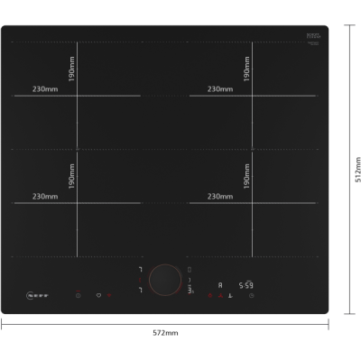 Plaque de cuisson à induction Neff t66pyy4c0 N90 60 cm encastrable, noire, NC