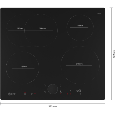 Neff t56fuf1l0 N90 60cm induction hob glass ceramic black NC