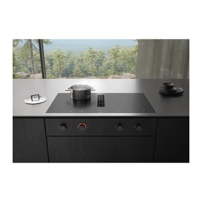 Placa de inducción Gaggenau cv492105m con campana extractora integrada de 90 cm, color negro mate.