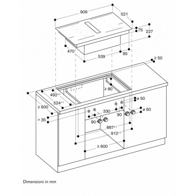 Płyta indukcyjna Gaggenau cv492105m ze zintegrowanym okapem 90 cm matowa czerń