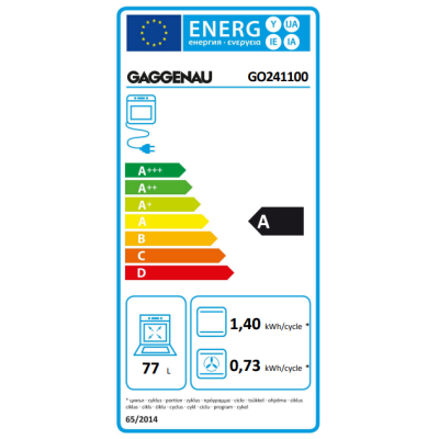 Horno pirolítico empotrable Gaggenau go241100 de 60 cm, color ónix