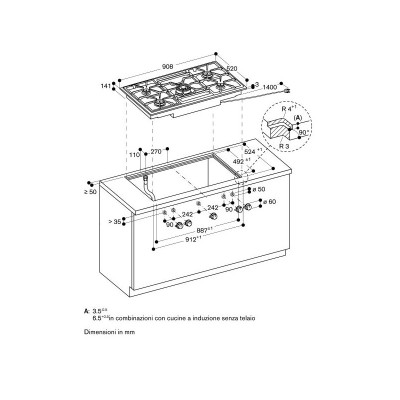 Gaggenau vg491115f 90 cm stainless steel gas hob