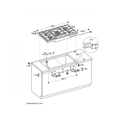 Placa de gas Gaggenau vg491115f 90 cm acero inoxidable