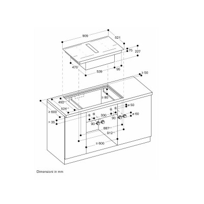 Płyta indukcyjna Gaggenau cv492105 ze zintegrowanym okapem 90 cm czarna