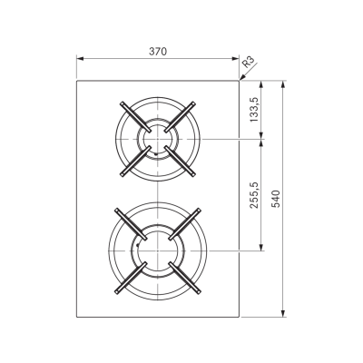 Placa de gas modular domino Bora pkg3ab Professional 3.0 de 37 cm, totalmente negra.