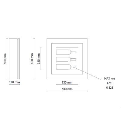 Nevada QV30DX Wandbild für Weinkeller, 60 cm, schwarz