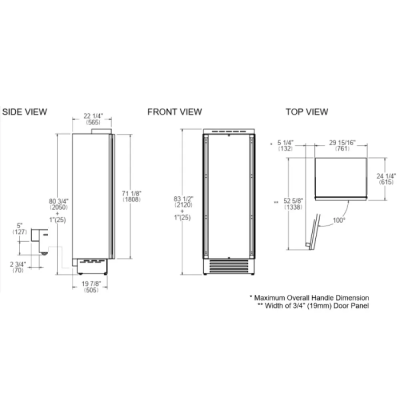 Congélateur encastrable Bertazzoni frz755ublptt 76 cm h 205
