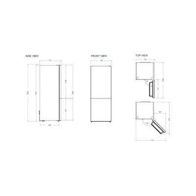 Bertazzoni RBM70F4FBNC Freestanding Refrigerator and Freezer, 70cm, Black Glass