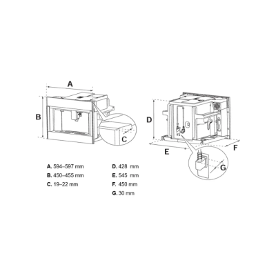 Machine à café encastrable Bertazzoni cm45mod2wtb, 60 cm, verre noir