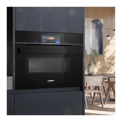 Horno microondas pirolítico empotrable Siemens cm978gnb1 iQ700, 45 cm de altura, negro SL