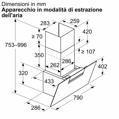Siemens lc87kfn60 iQ300 cappa inclinata a parete 80 cm vetro nero