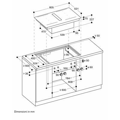Gaggenau cv482105 piano cottura flex induction combi 400 80 cm