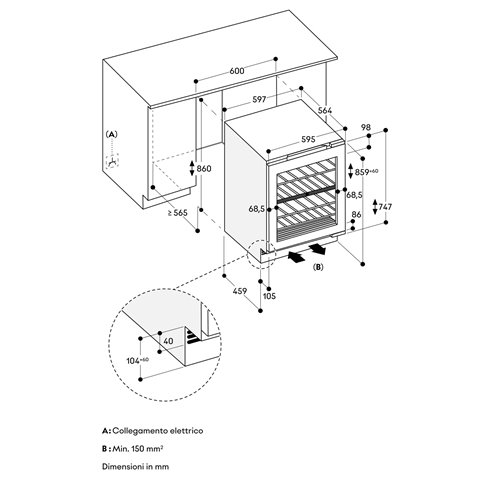 Gaggenau rw204070 cantina per vini sottopiano 60 cm