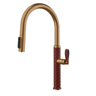 Gessi Pelle 60934 431 kitchen mixer tap + double jet shower head - red + bronze