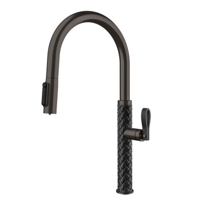 Bateria kuchenna Gessi Pelle 60934 440 + głowica prysznicowa dwustrumieniowa - czarna
