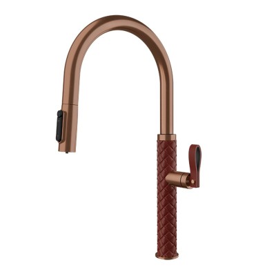Gessi Pelle 60934 445 kitchen mixer tap + double jet shower head - red + copper