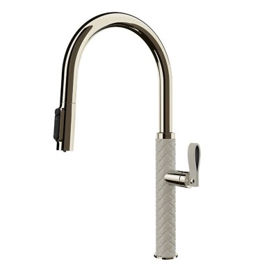 Gessi pelle 60934 433 kitchen mixer + double jet shower - nickel + cream