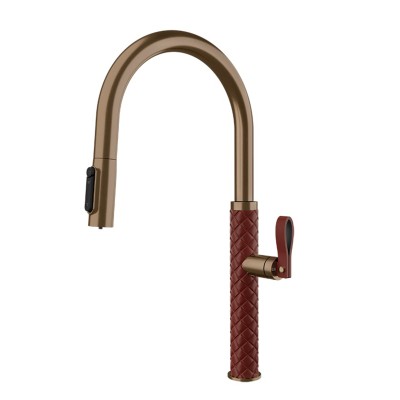 Gessi pelle 60934 447 kitchen mixer + double jet shower - red + coffee bronze