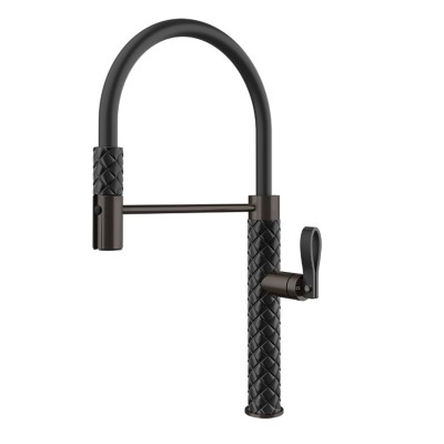 Mitigeur de cuisine semi-professionnel Gessi Pelle 60922 440 avec douchette - métal noir